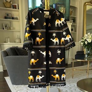 Kate Spade Black and Gold Camel Print Cape